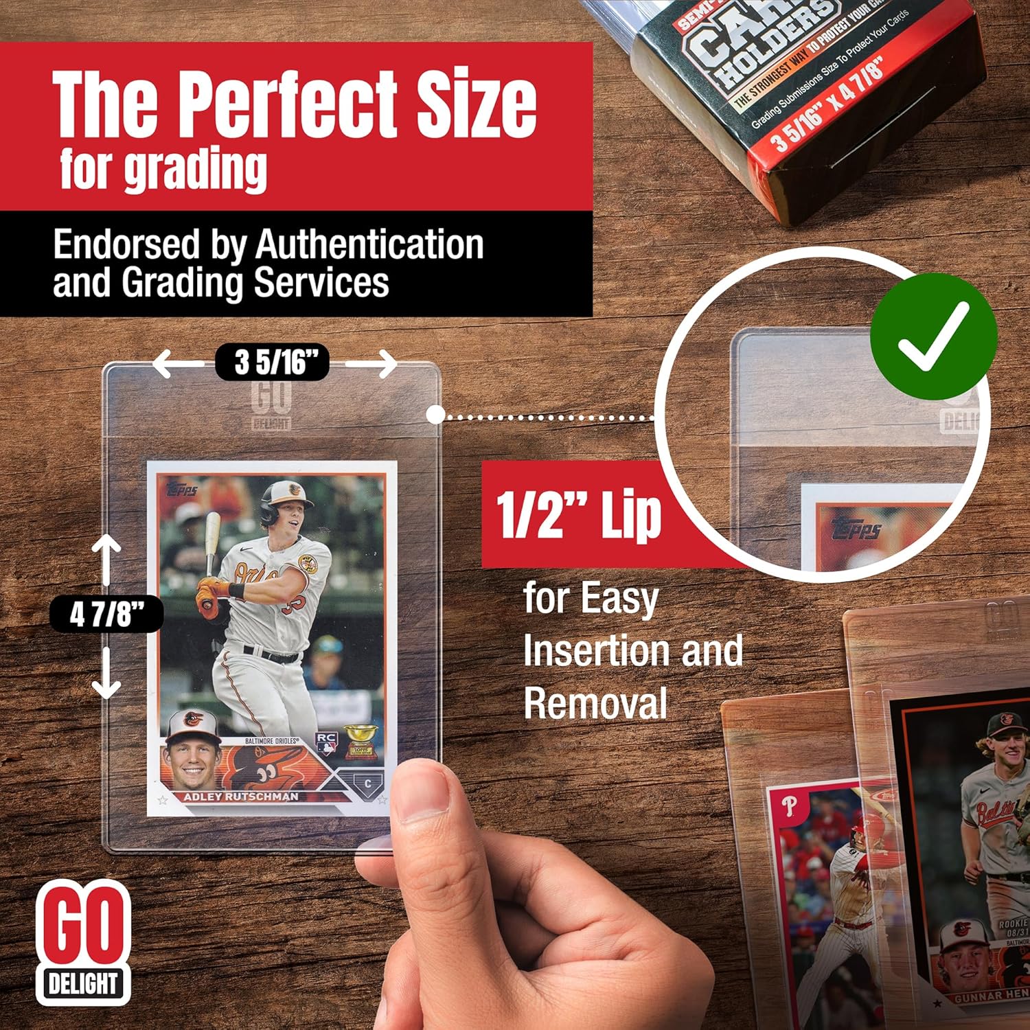 Thumbnail 1 de Semi-Rigid Card Holders Bundle for PSA, SGC, BGS, CSG Grading (100 Pack) — Baseball Card Sleeves + 50 Soft Sleeves