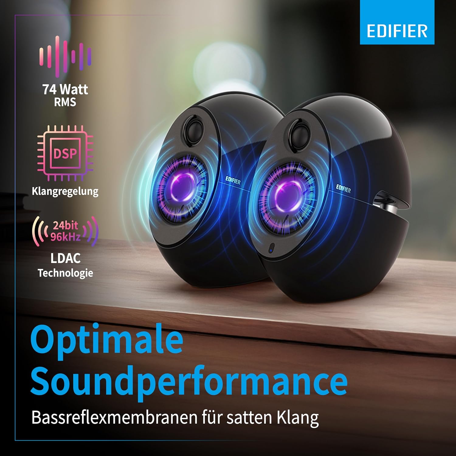 Detalle 2 de Edifier E25HD 74-Watt Bluetooth-Lautsprecher