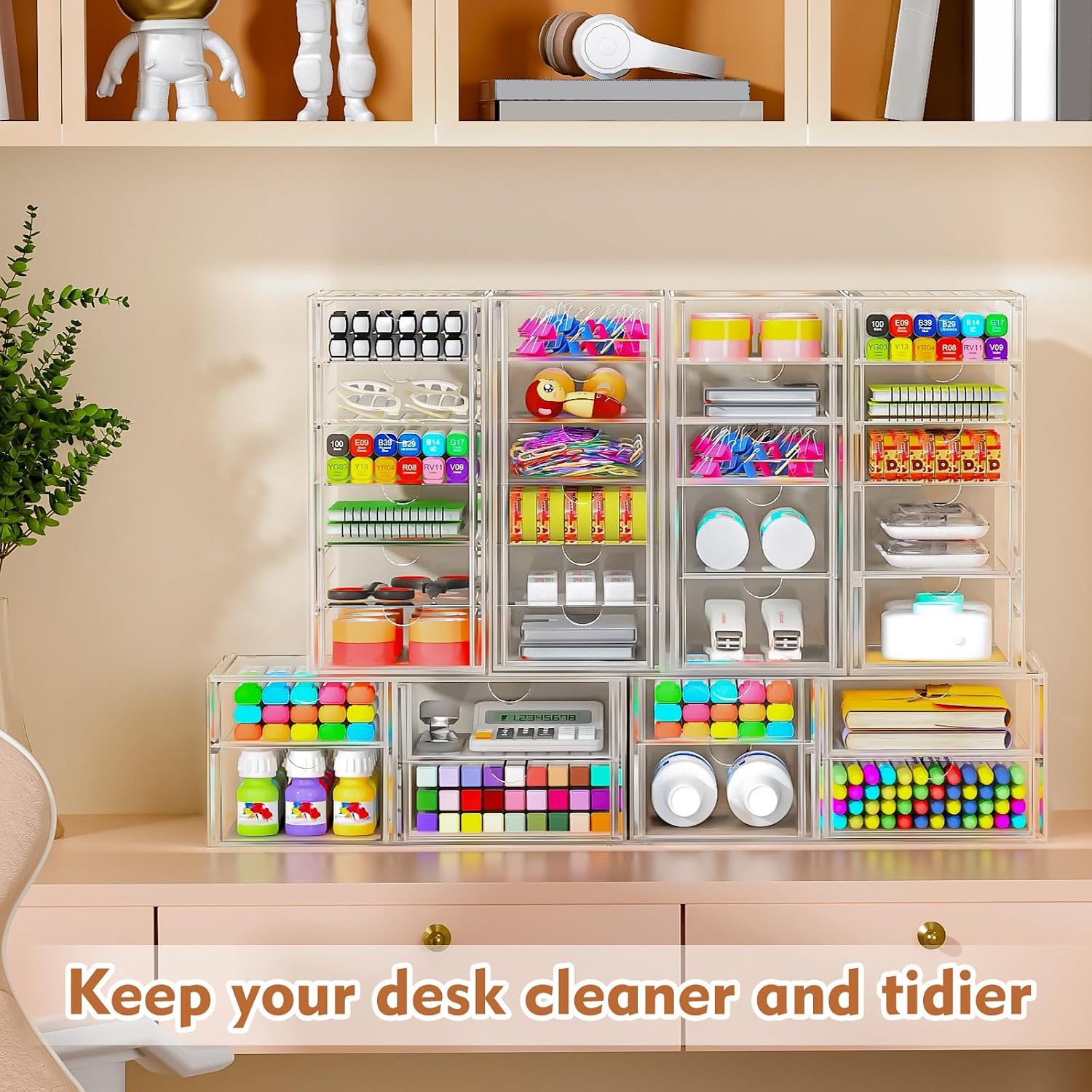 Detalle 2 de ARSTPEOE 1930OD Acrylic 13-Drawer Organizer, Clear and Stackable