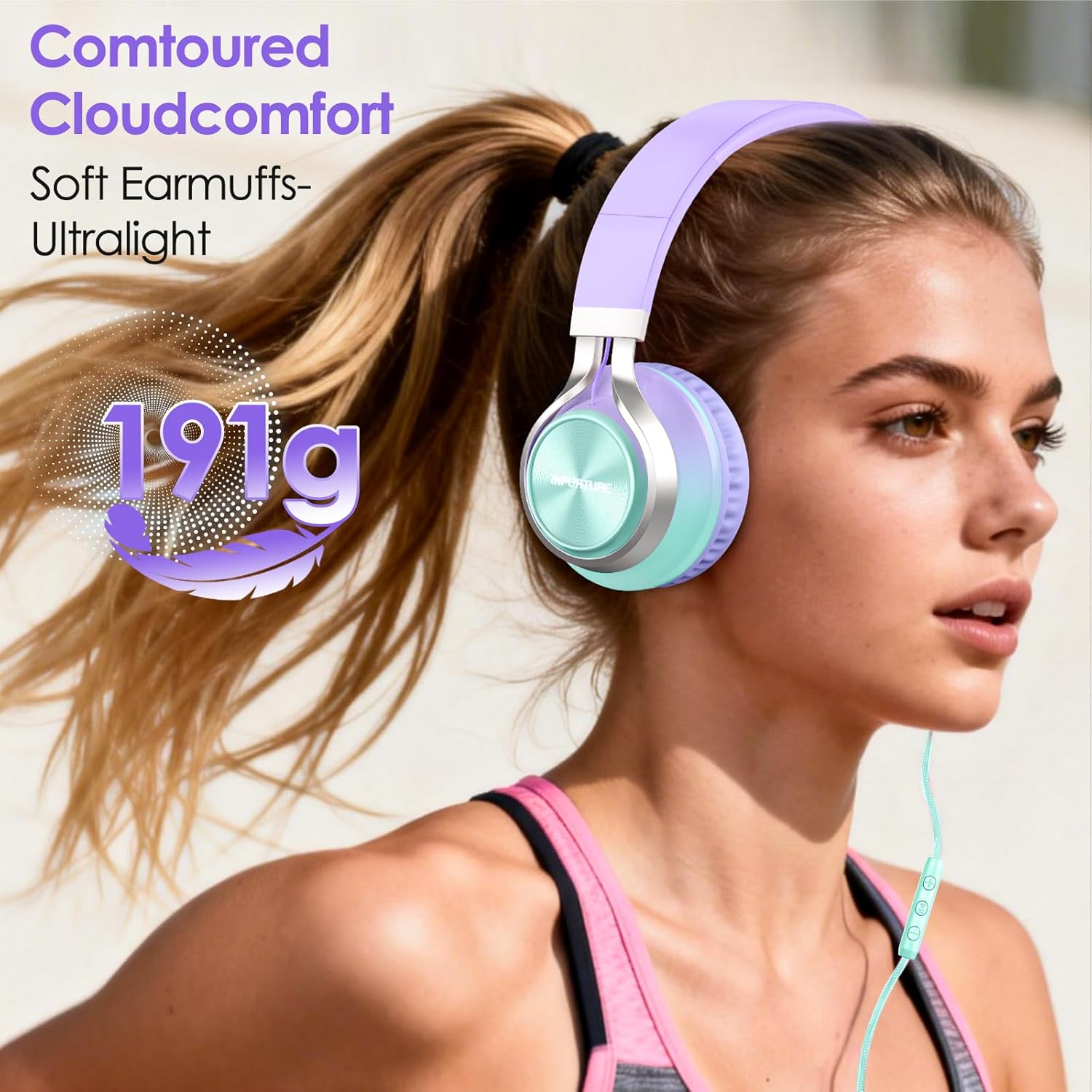 Detalle 2 de INFURTURE USB-C Headphones with Microphone: Foldable, Tangle-Free, Over-Ear USB-C Audio