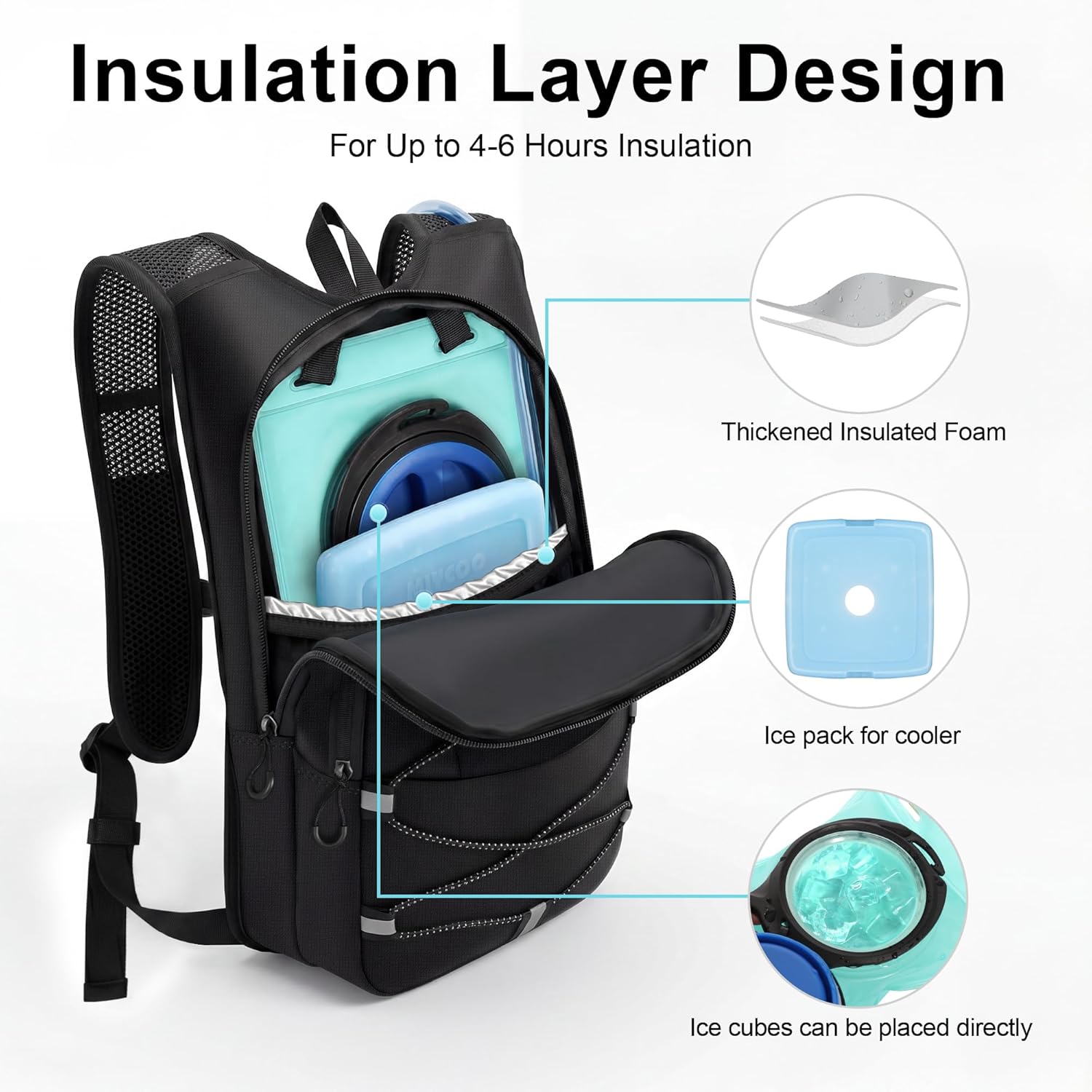 Thumbnail 3 de MIYCOO Hydration Backpack (2L Hydration Bladder) Lightweight Water Backpack for Running, Hiking, Cycling