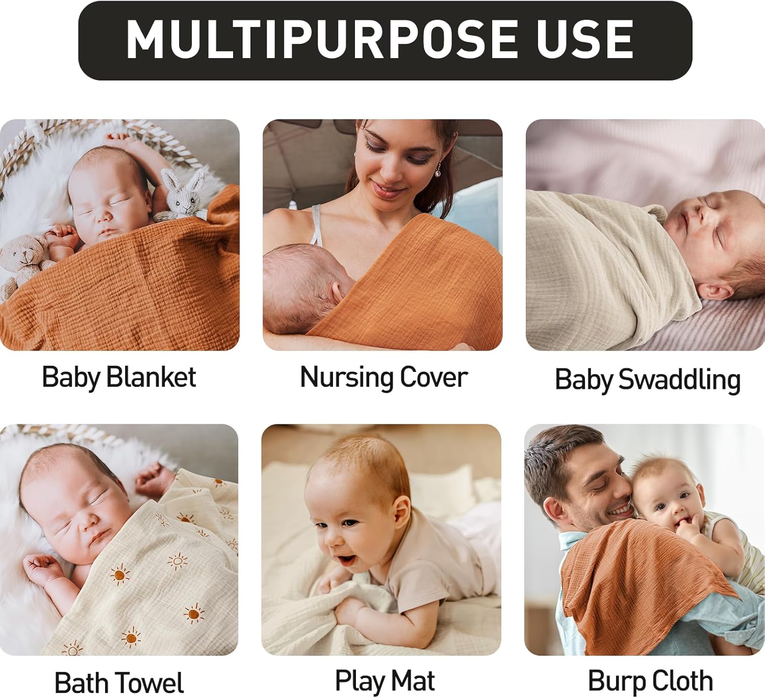 Thumbnail 3 de Soarwg Kids muslin swaddle cloths 95 x 100cm