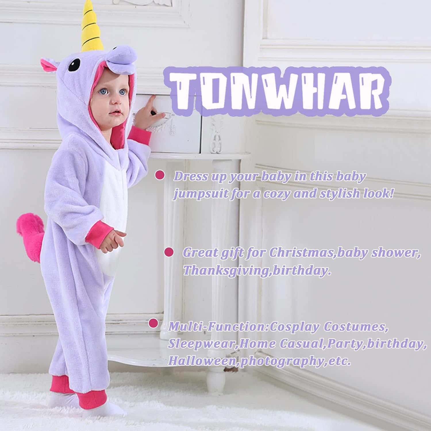 Detalle de TONWHAR Baby Animal Romper, Plush Fleece