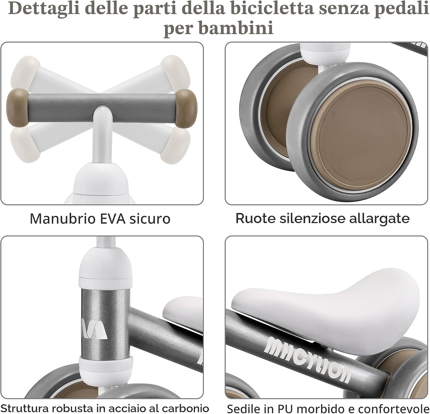 Detalle de VITONIS bicicletta senza pedali per 1-2 anni: mini baby walker per imparare equilibrio e coordinazione