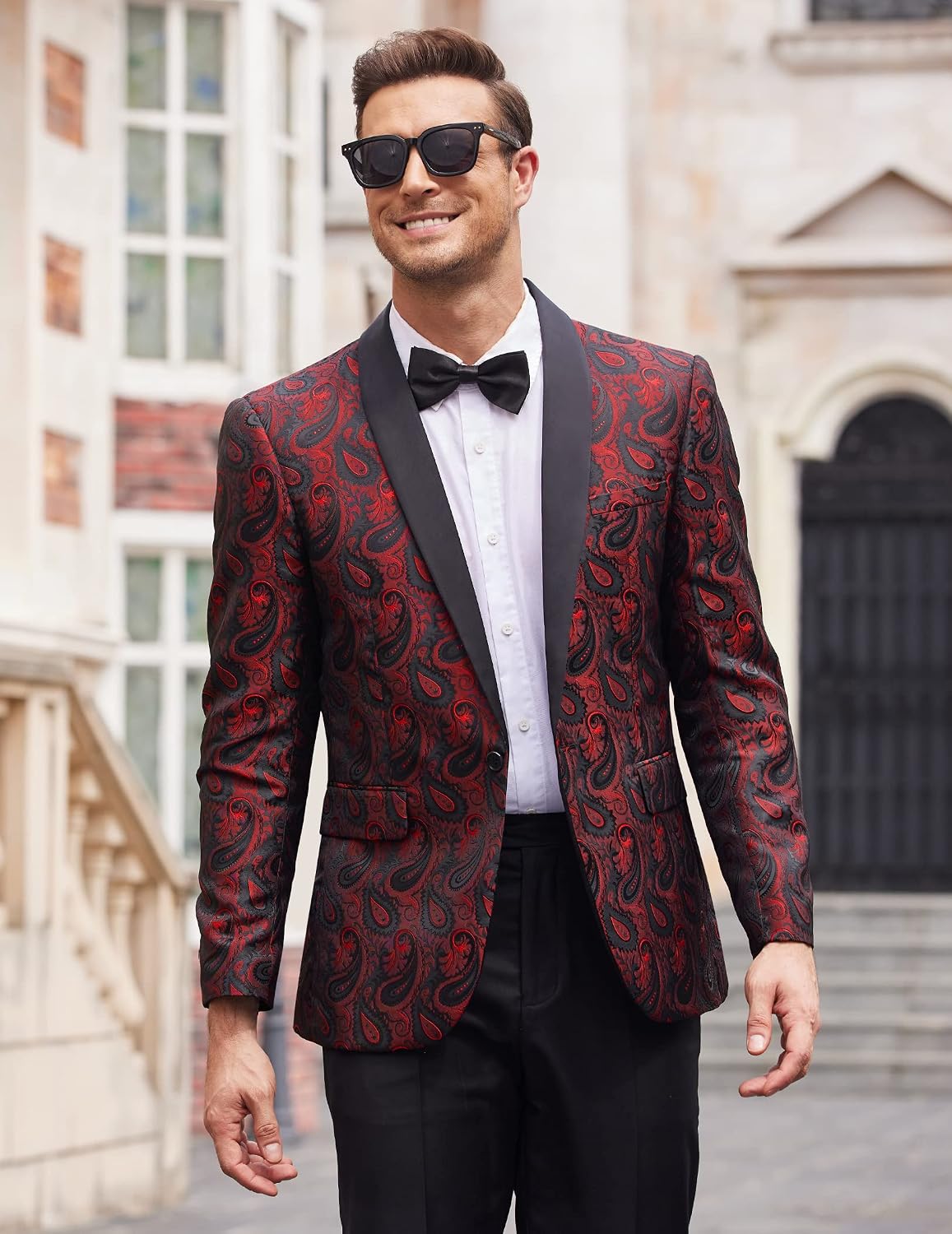 Detalle 2 de COOFANDY Floral Tuxedo Jacket 1 Button
