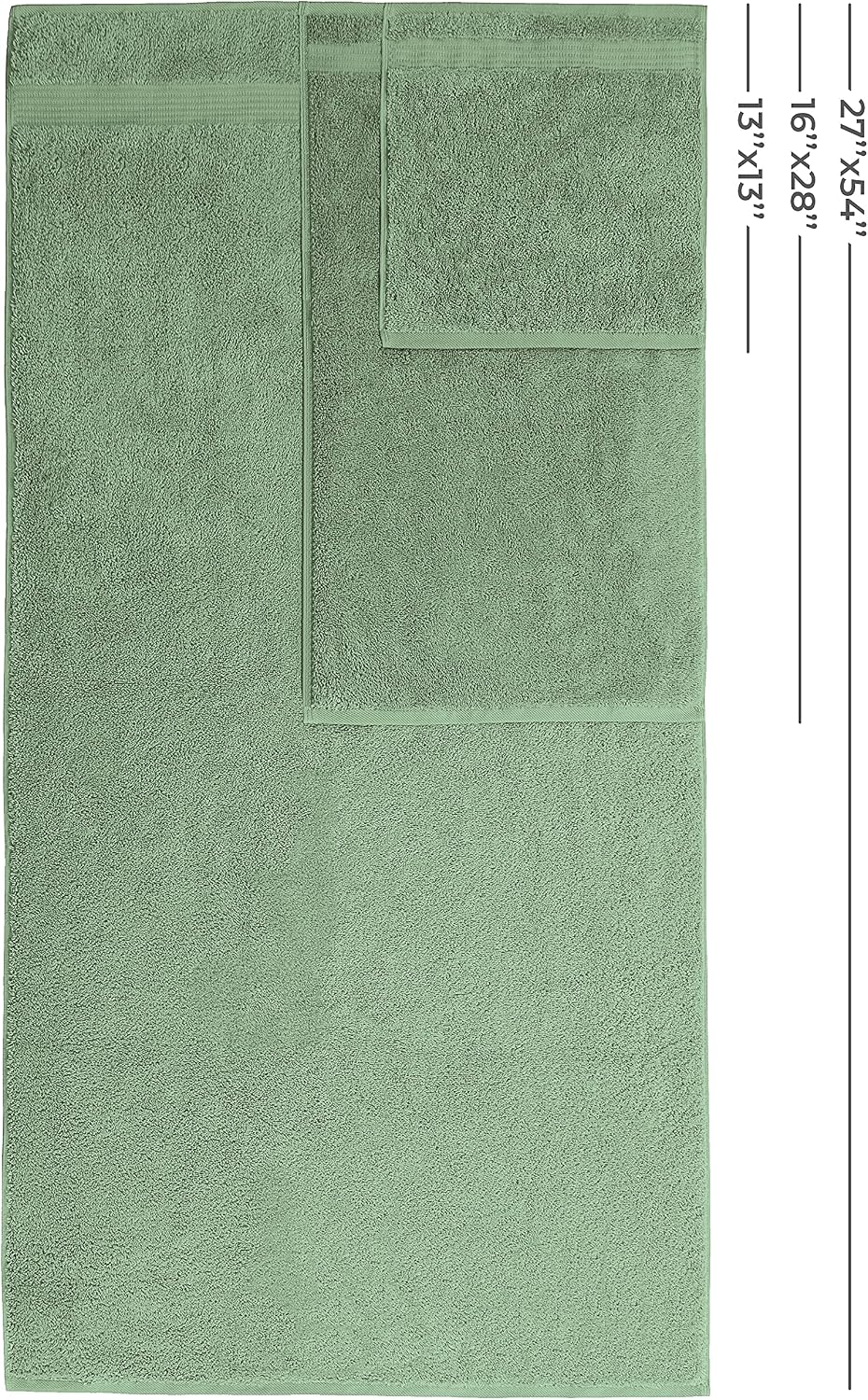 Thumbnail 2 de American Veteran Towel Set 6 — 100% Cotton Turkish, Sage Green