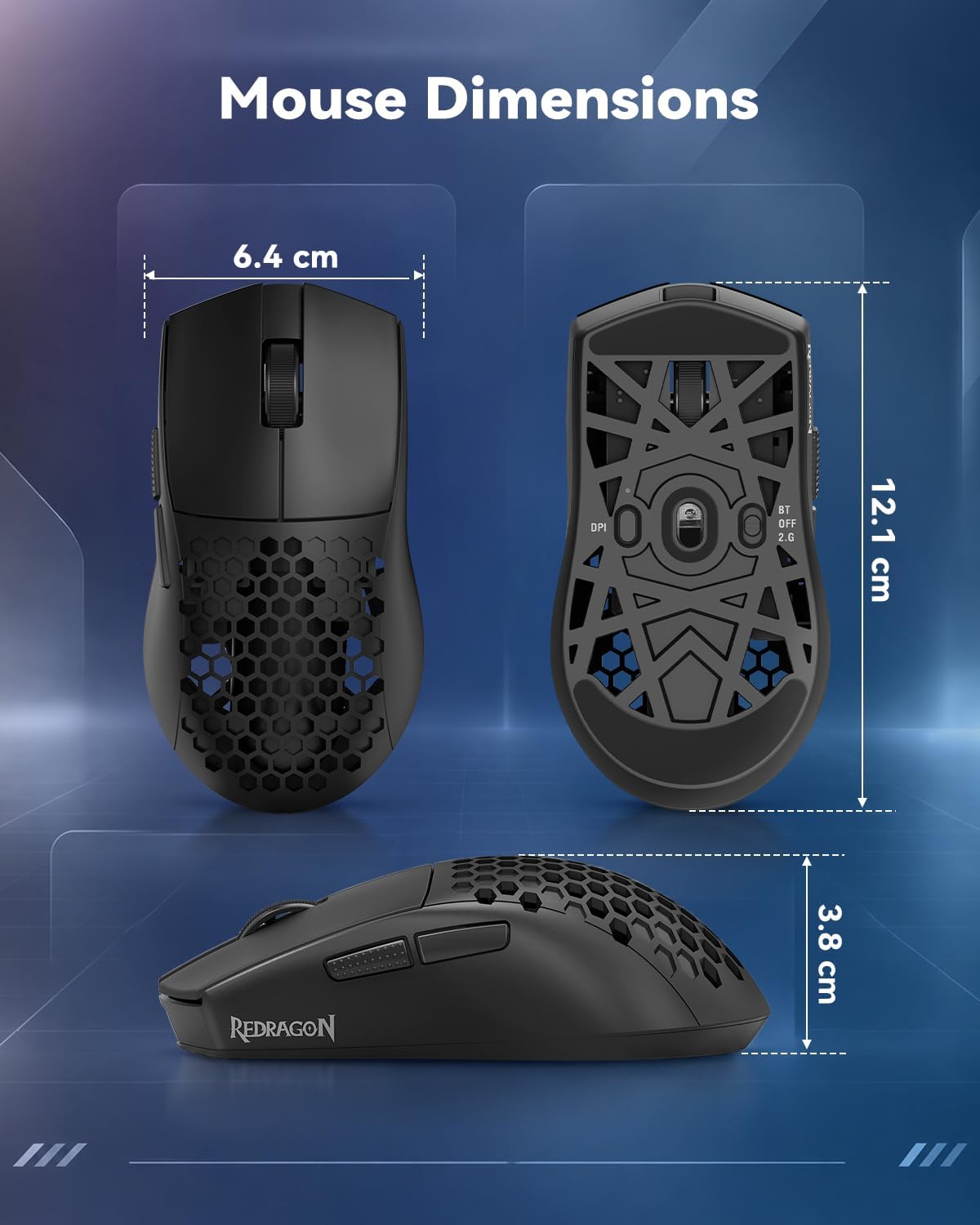 Thumbnail 6 de Redragon M725 Wireless Gaming Mouse, 49g Honeycomb Shell, 8,000 DPI