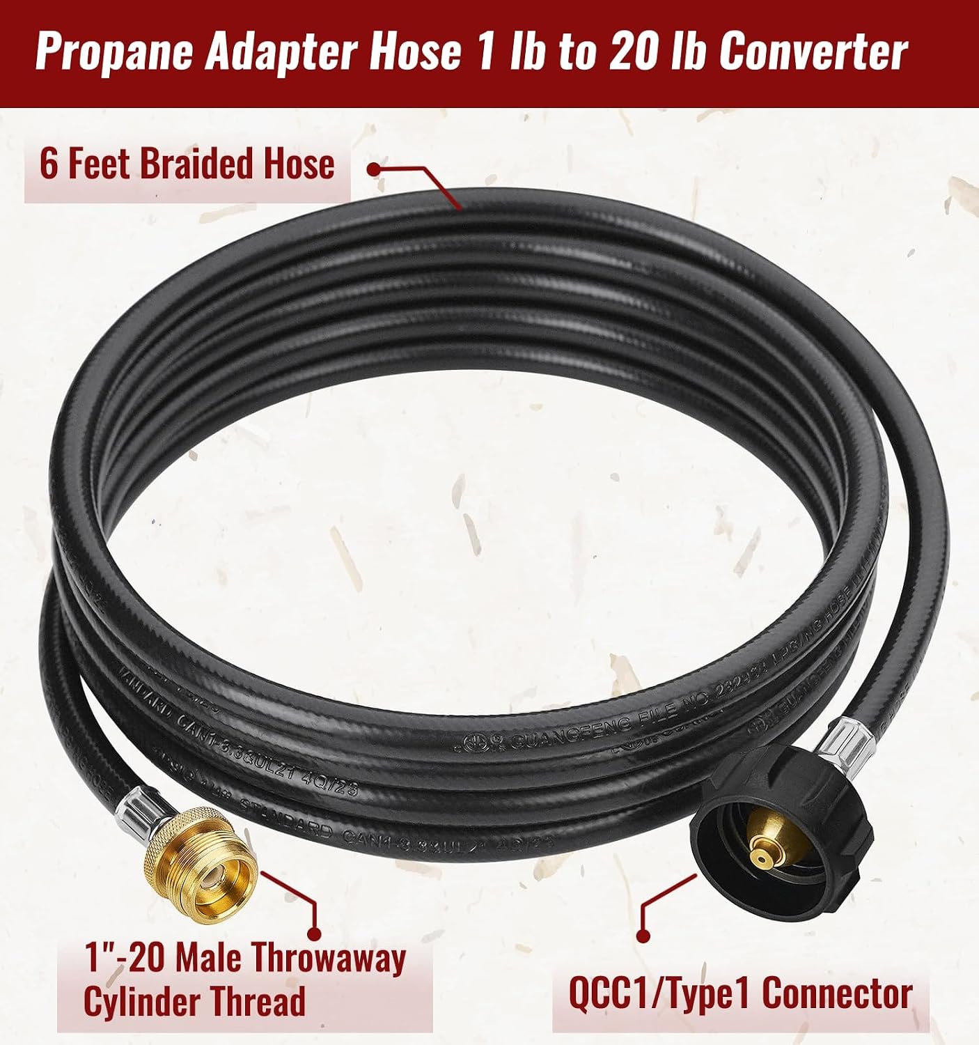 Detalle de CALPOSE Propane Adapter Hose for 1 lb Appliances and 5–40 lb Tanks