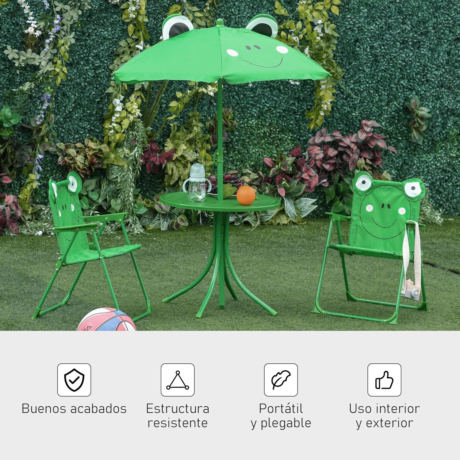 Thumbnail 3 de Outsunny Set de Mesa y Sillas Infantil con Sombrilla 100-125 cm