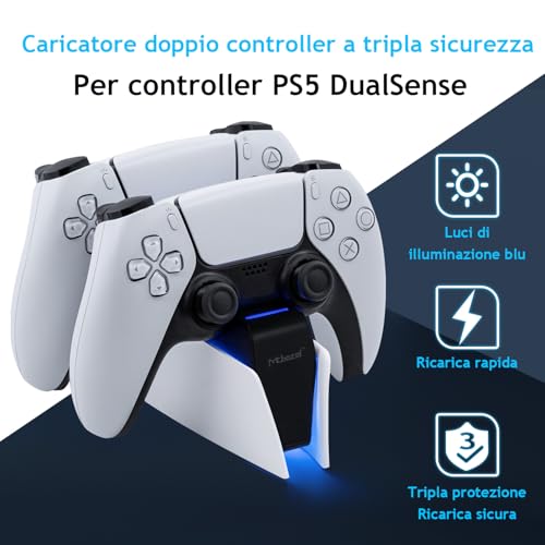 Detalle de Mcbazel Ricarica PS5: Stazione di Ricarica Rapida per DualSense (Dock Doppio) con LED e USB-C