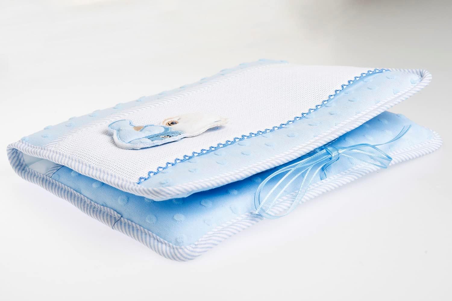 Thumbnail 2 de FILET – Borsa per Pannolini e Salviette da Ricamare in Morbido Tessuto, Apertura a Libretto, Made in Italy, Azzurro