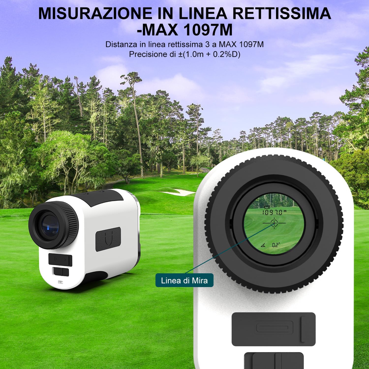 Thumbnail 3 de HANMATEK Telemetro Laser da Golf GR1200 1097m/1200Y, 6.5x, 1.0m ±, con compensazione pendenza e magneti