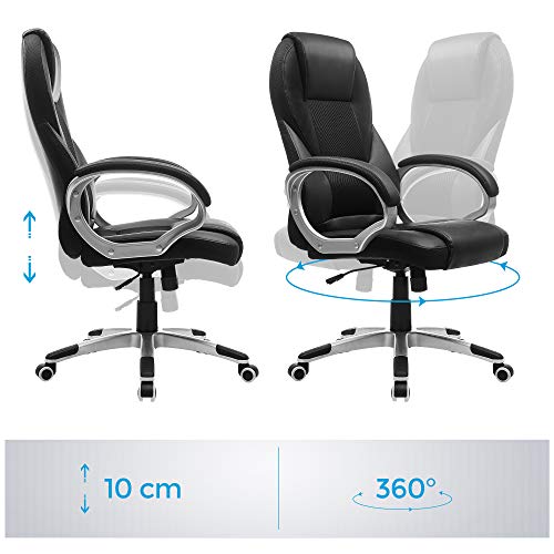 Thumbnail 5 de Silla de Oficina Ergonómica SONGMICS OBG22B: Silla Giratoria con Ruedas, Altura Ajustable, Negro