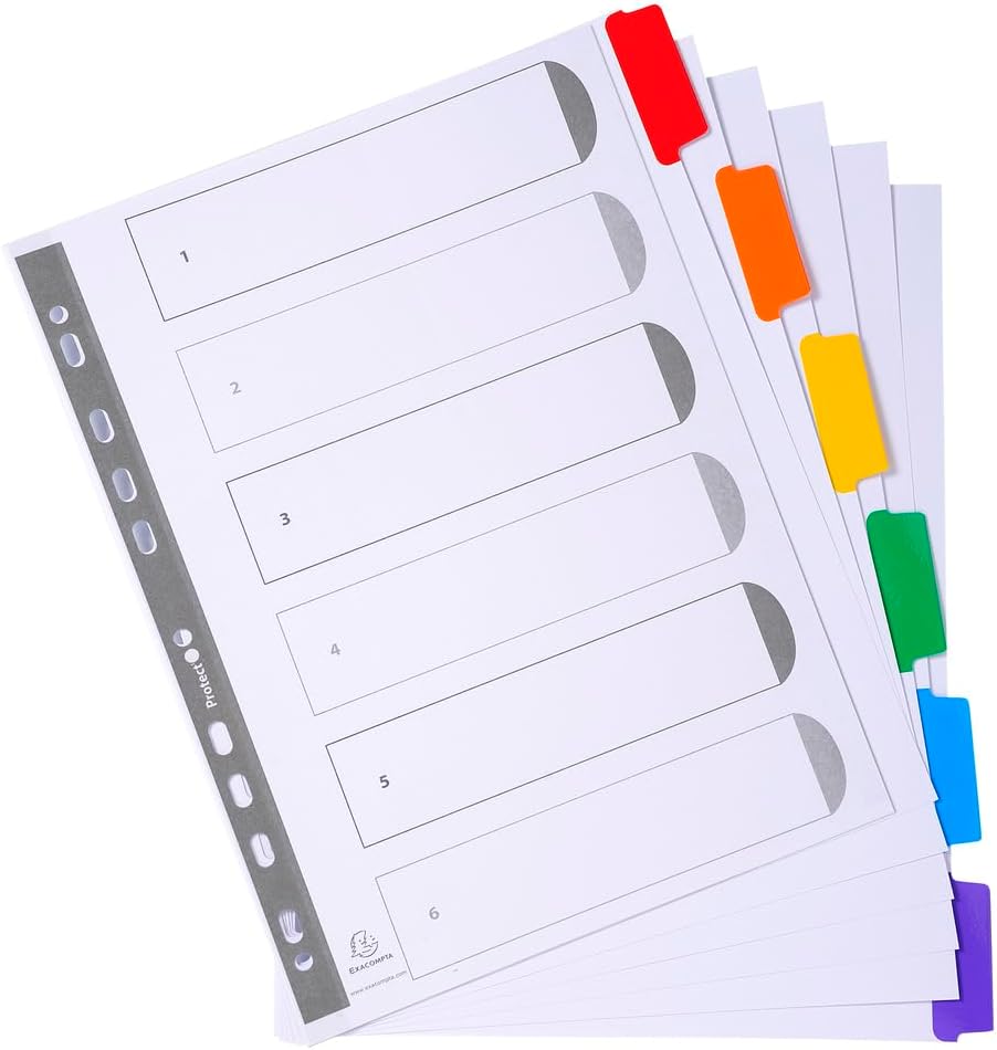 Thumbnail 2 de Exacompta 4306SE – Pack de 5 jeux d'intercalaires A4 Maxi, 160 g/m2, FSC, 6 onglets colorés et renforcés