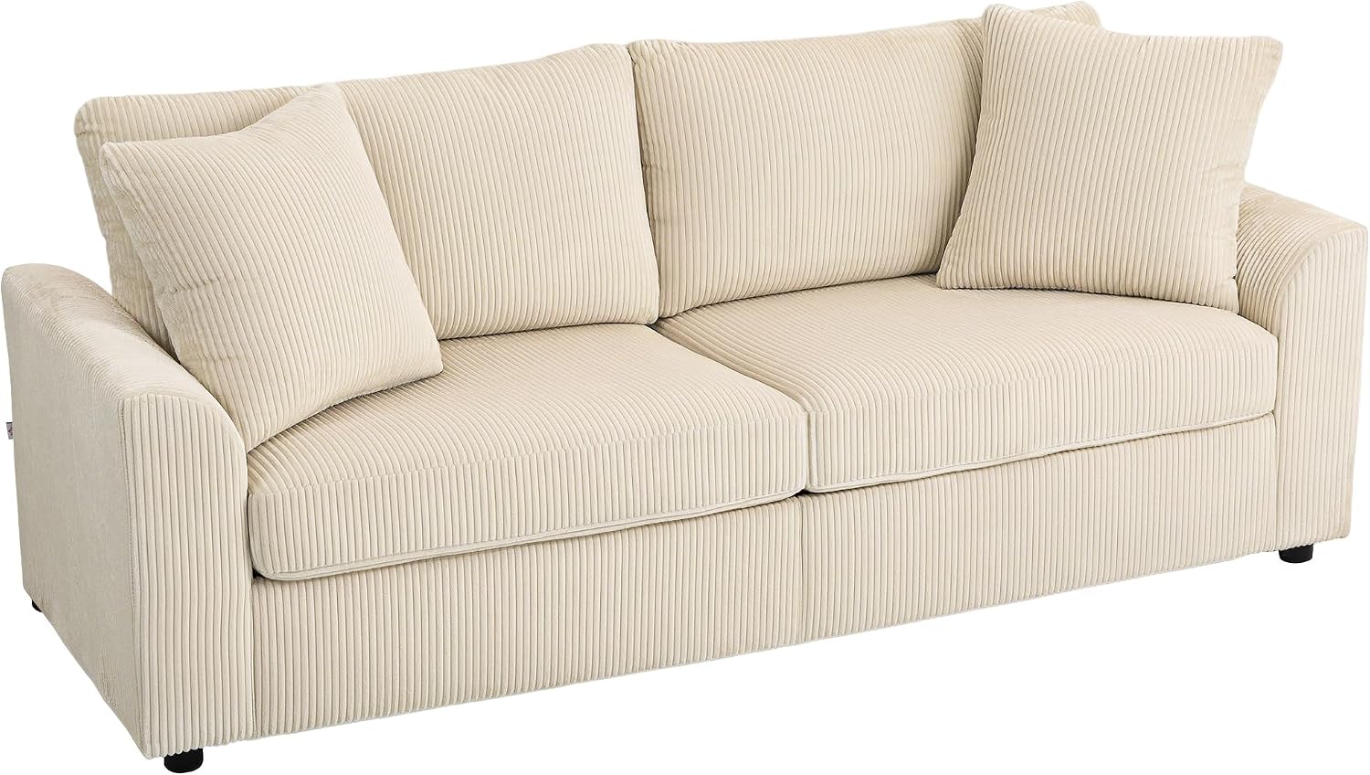 Detalle de HOMCOM Sofá de 3 Plazas 212x80x88 cm Pana Crem