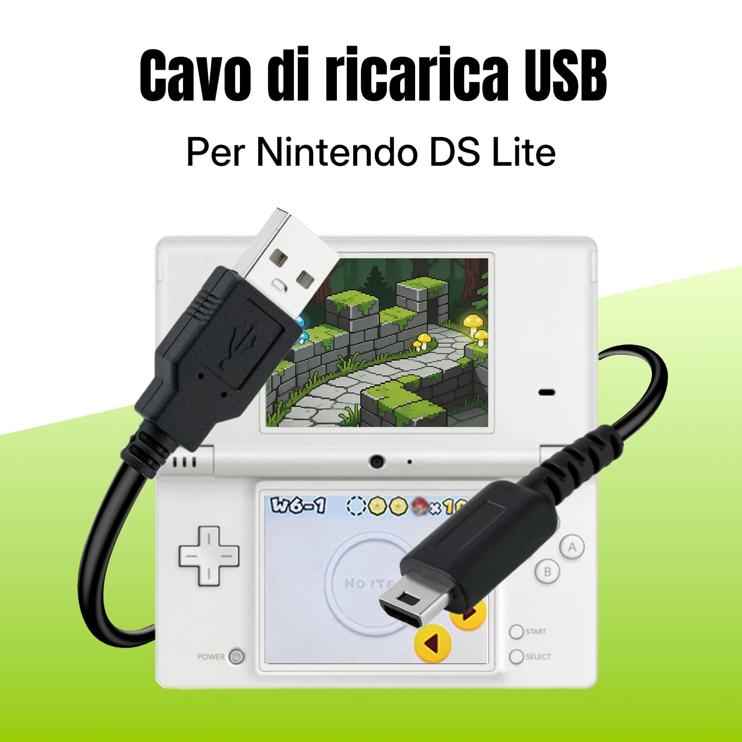 Detalle de Tolesum Cavo di Ricarica USB da 1,2 m per Nintendo DS Lite (USG-001) – Ricambio affidabile