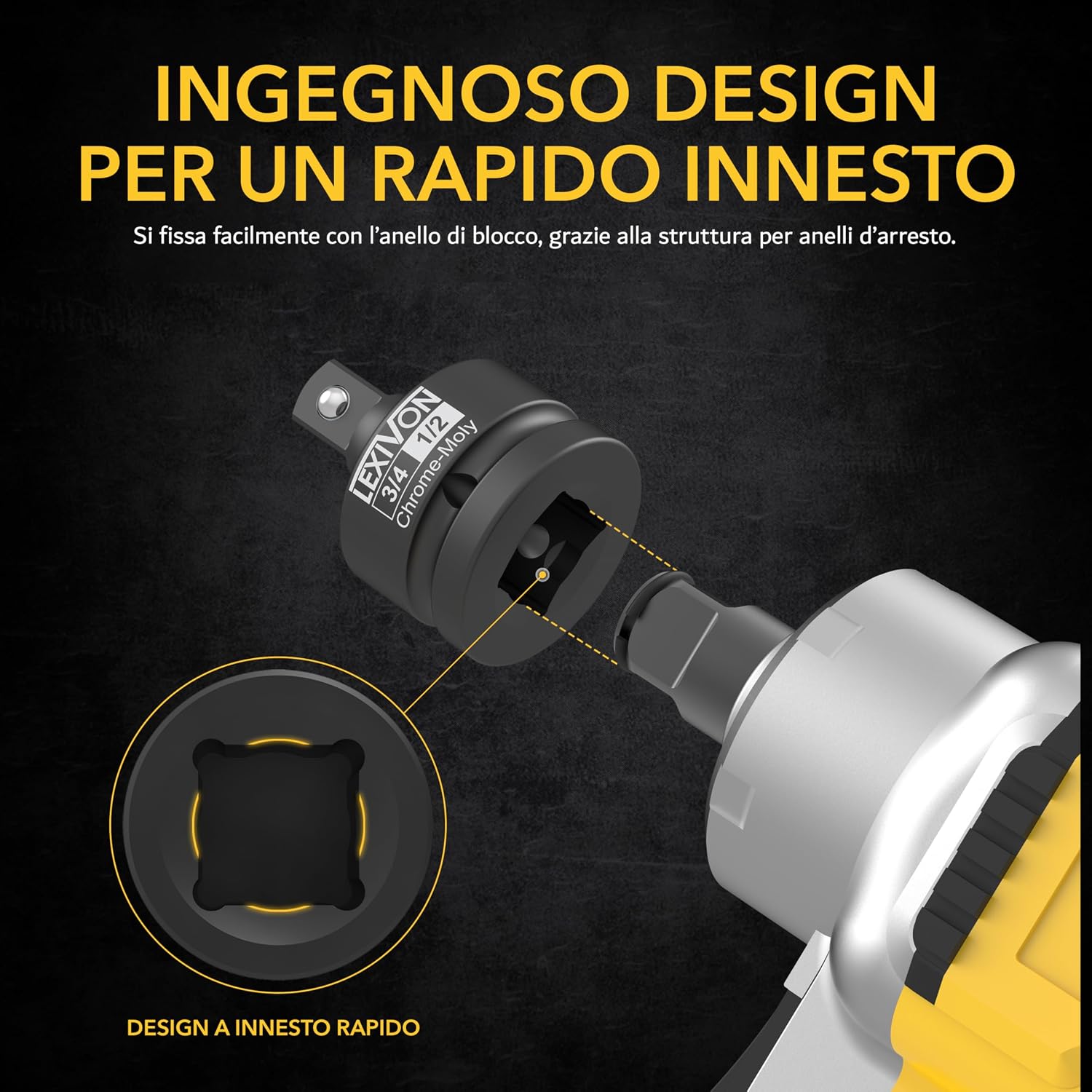 Thumbnail 2 de LEXIVON Adattatore per bussole a percussione 3/4"→1/2" (LX-402) in acciaio cromo vanadio