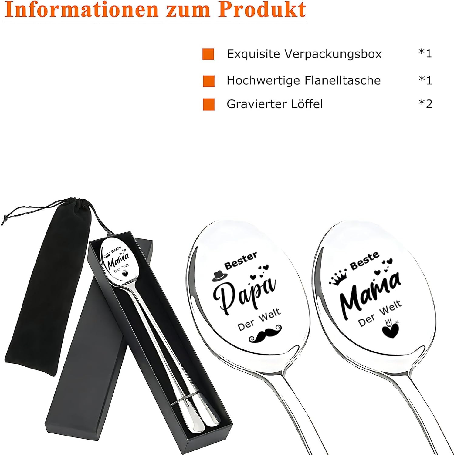 Thumbnail 4 de Vatertags- und Muttertagsgeschenk: Gravierte Kaffeelöffel 2er-Set