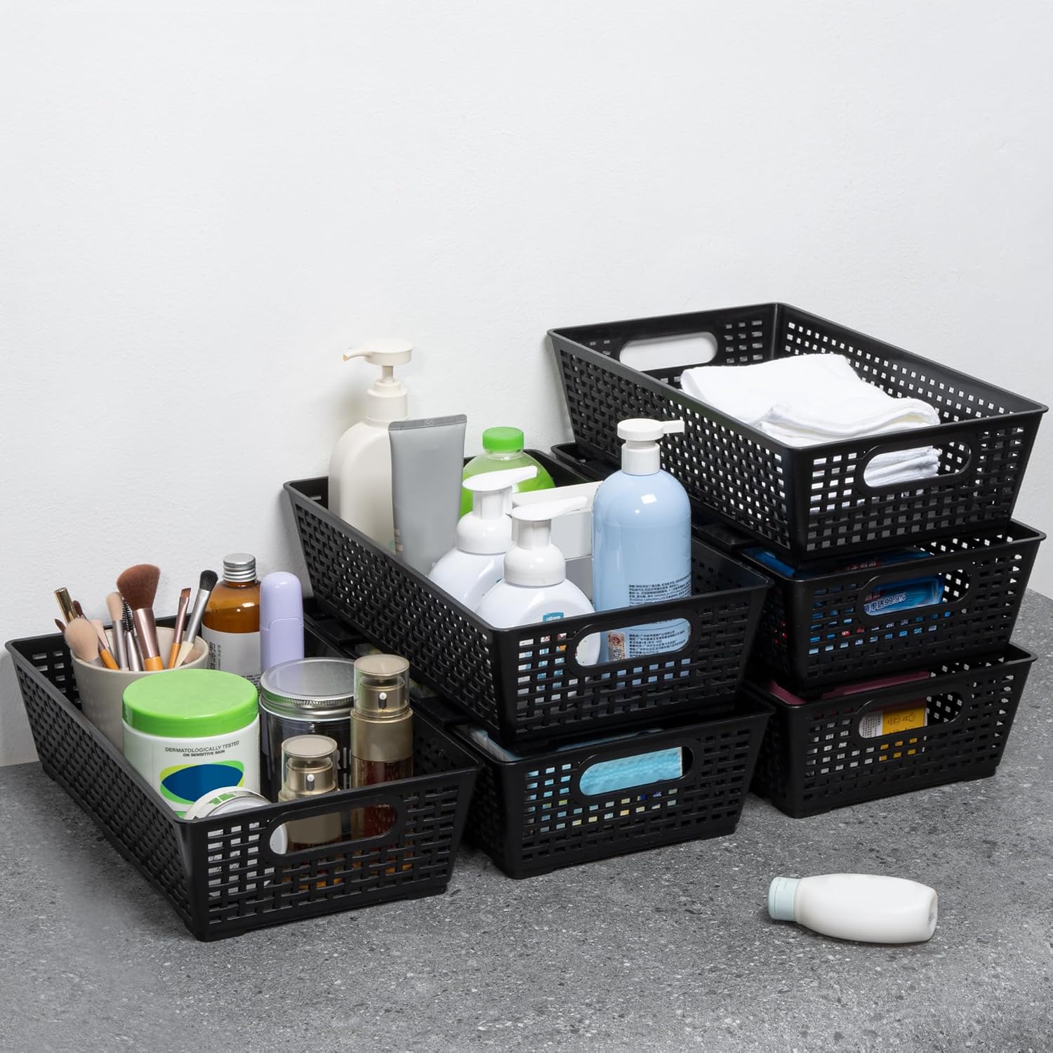 Thumbnail 4 de Tiawudi Stackable Woven Plastic Baskets 14.7in