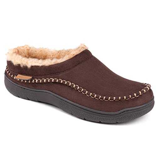 Thumbnail 4 de Zigzagger Men's Fuzzy Moccasin Slippers, Suede, Memory Foam, Coffee