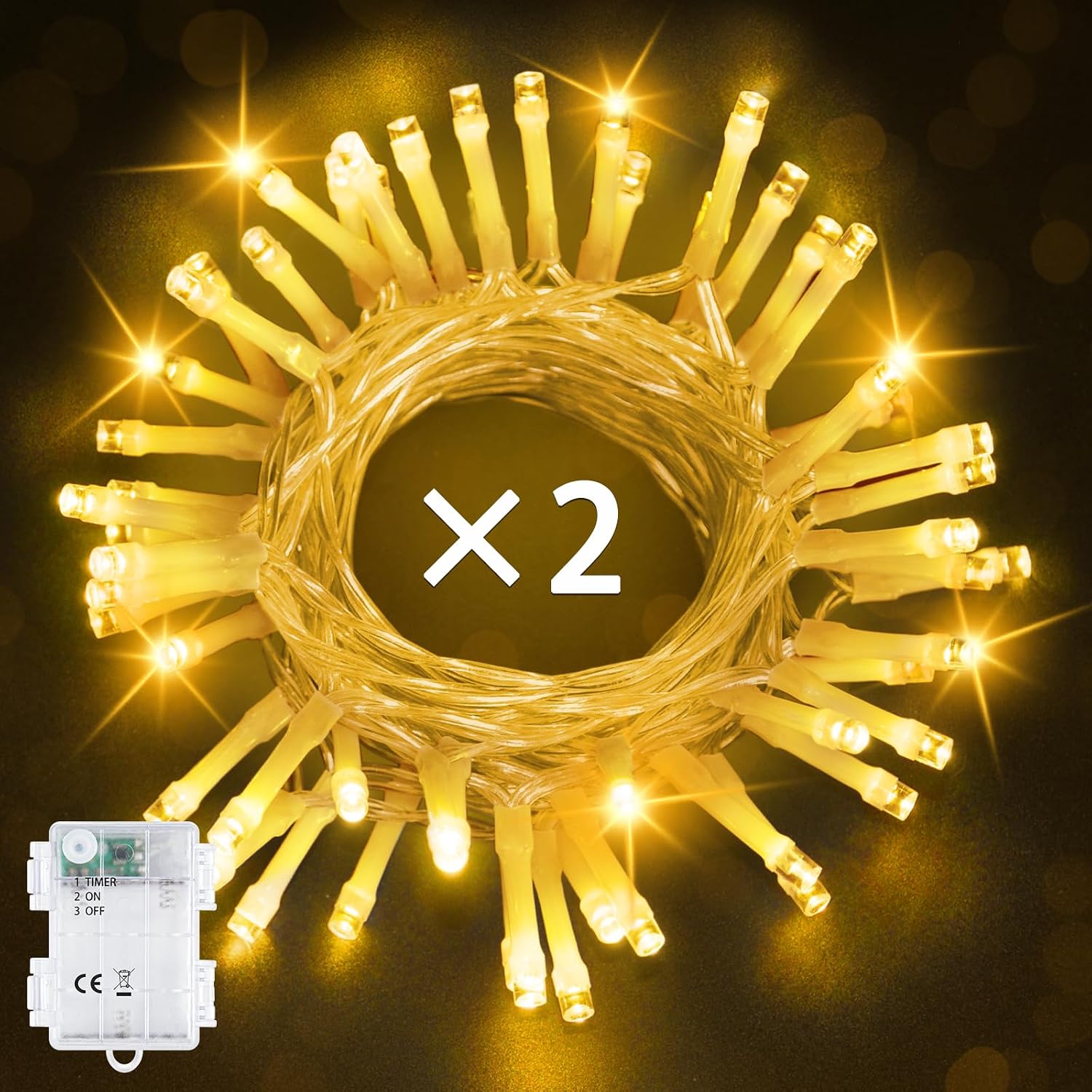Detalle de Bowfar B-LB-2P5 Battery Fairy Lights, 2 x 5m, 50 Warm White LEDs, IP65
