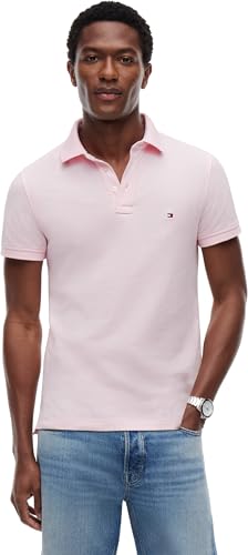 Detalle de Tommy Hilfiger Polo de Manga Corta Hombre 1985 Slim Fit Rosa (Pink Lily), talla L