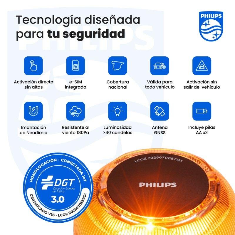 Detalle 2 de Baliza Philips SFL1000M/10 Homologada DGT Geolocalizada LED Ámbar
