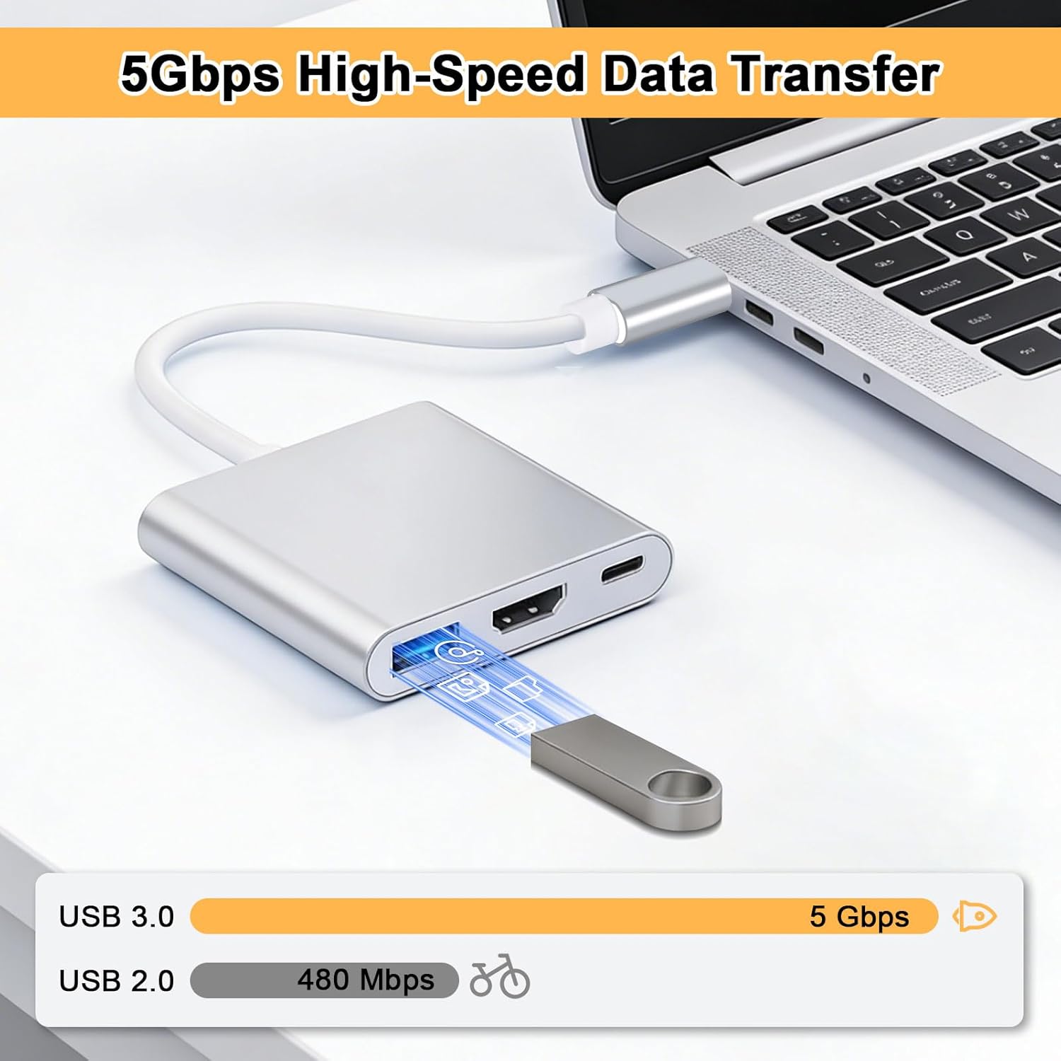 Thumbnail 4 de Lizoak USB-C to HDMI Adapter (4K@60Hz, USB 3.0 & PD up to 100W) – Type C to HDMI multiport hub