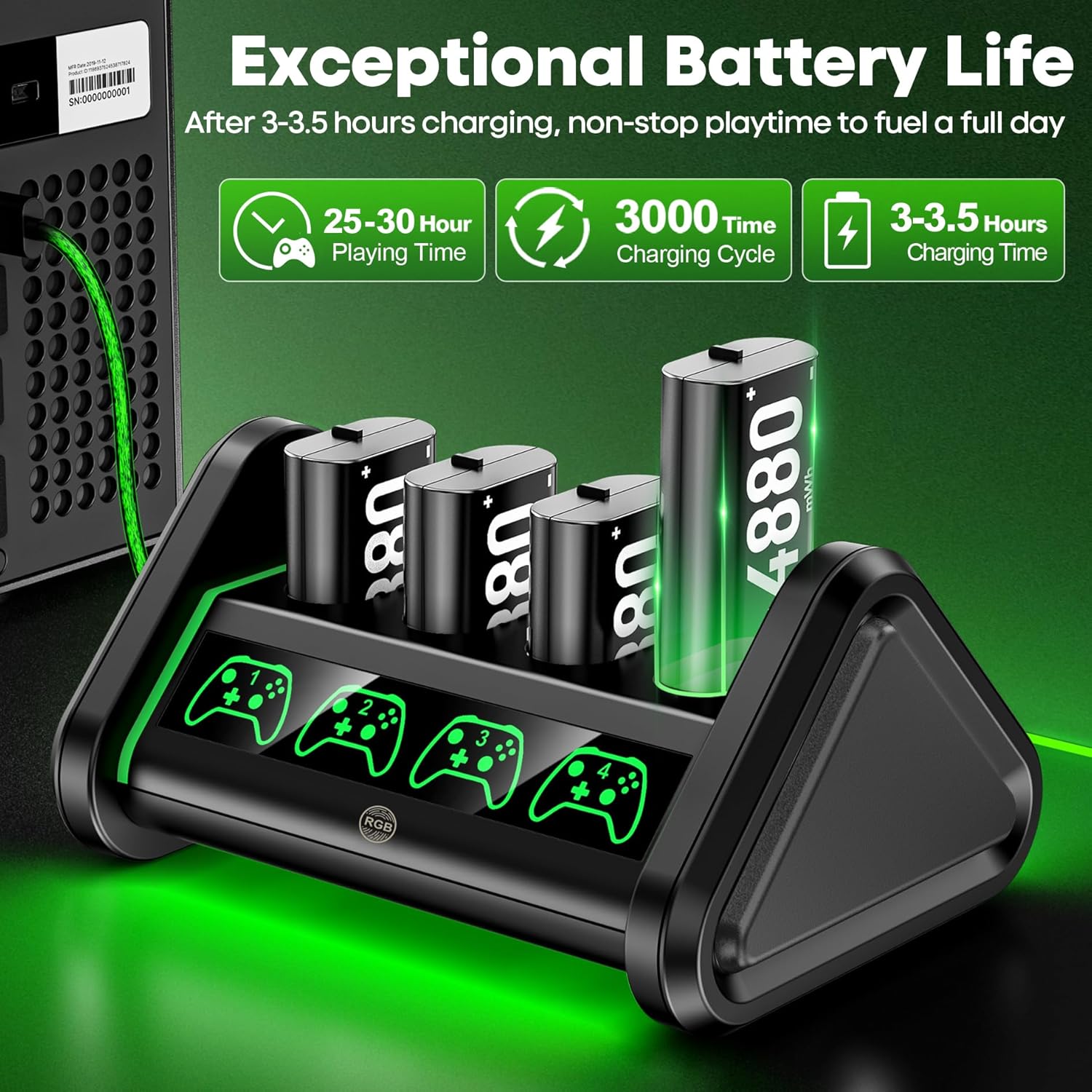 Thumbnail 2 de OIVO 4880mWh Xbox controller battery pack with charger