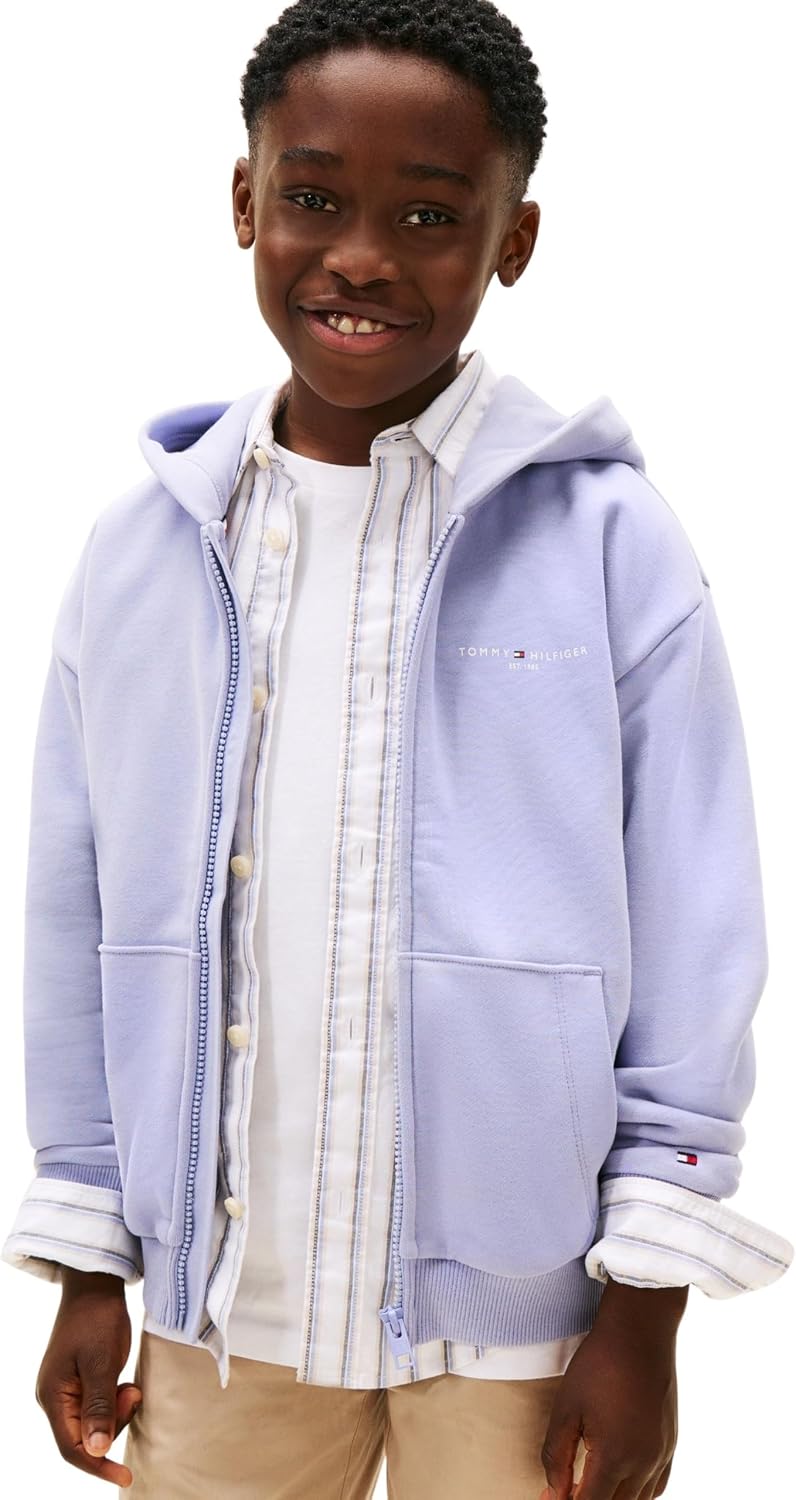 Detalle de Tommy Hilfiger Mini Corp Zip Through Hoodie Ks0ks0072 – Felpa con cappuccio unisex, zip in metallo