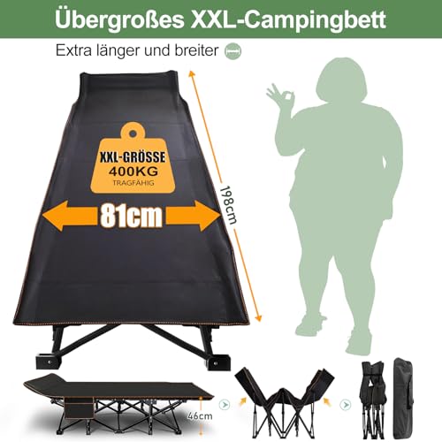 Detalle 2 de Meulbaty Übergroßes Klappbett mit Matratze 198x81x46 cm – XXL Schwarz