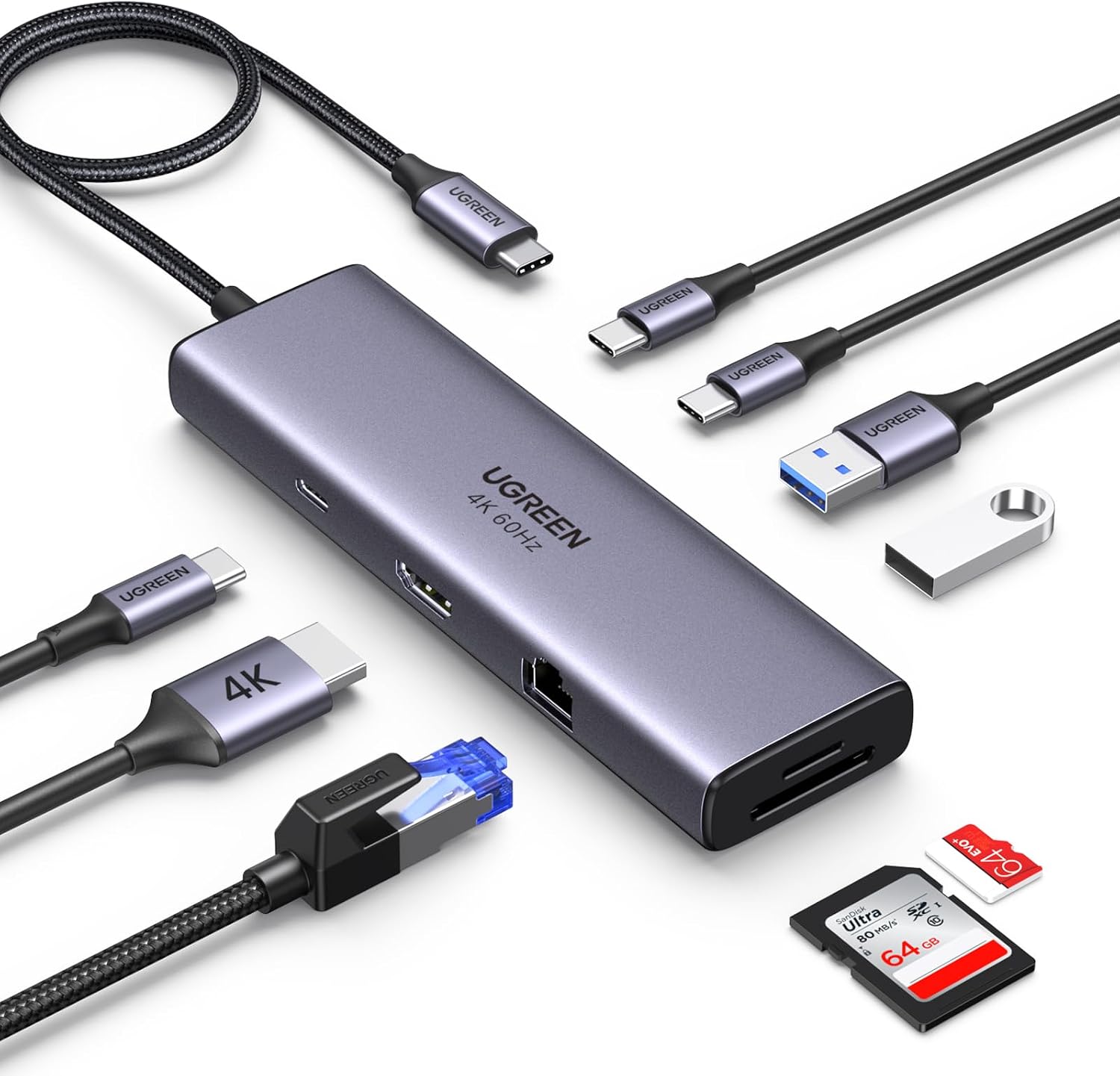 Detalle de UGREEN Revodok 109 USB-Cハブ 9-in-1、4K 60Hz HDMI・PD 100W・有線LAN対応