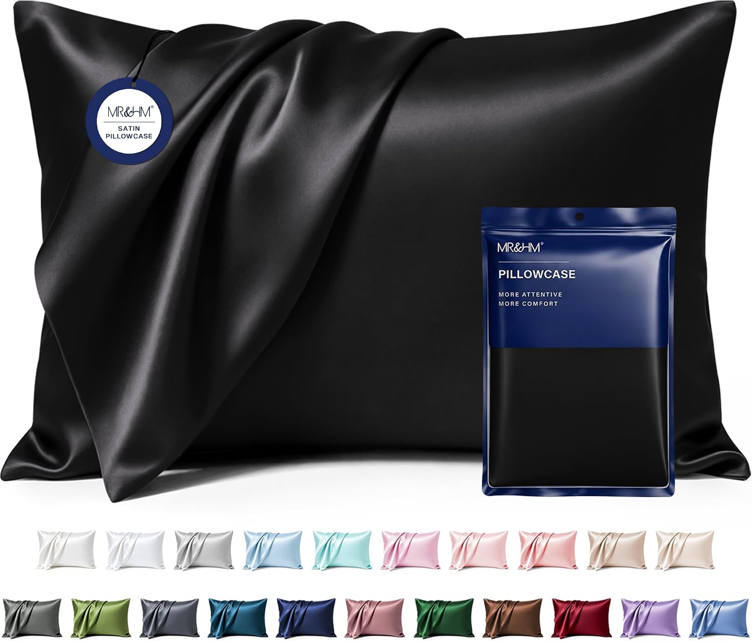Detalle de MR&HM Satin Pillowcase 20x30 Queen 2-Pack