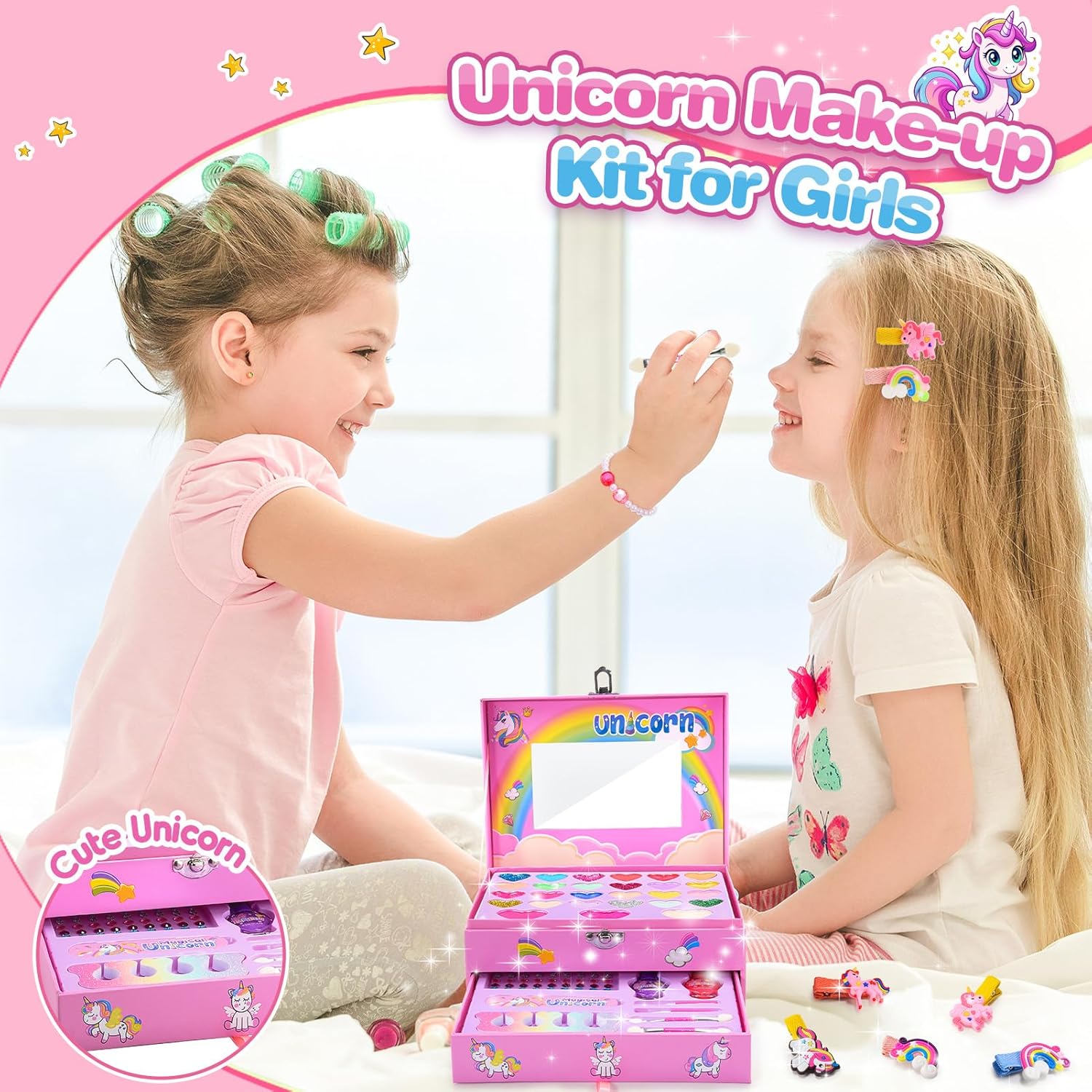 Detalle de Unicorno Trucchi Bambina 3–9 anni: kit trucco lavabile con astuccio unicorno