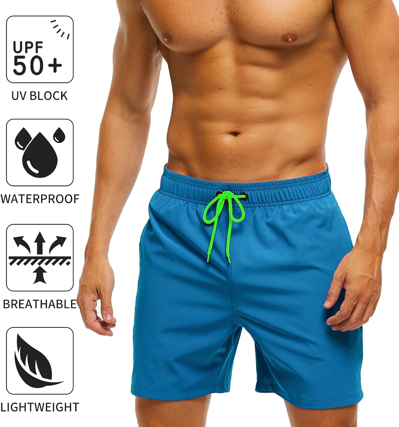 Detalle de Aisprts Bañador Hombre con Bolsillos y Cremallera – Shorts de Playa de Secado Rápido