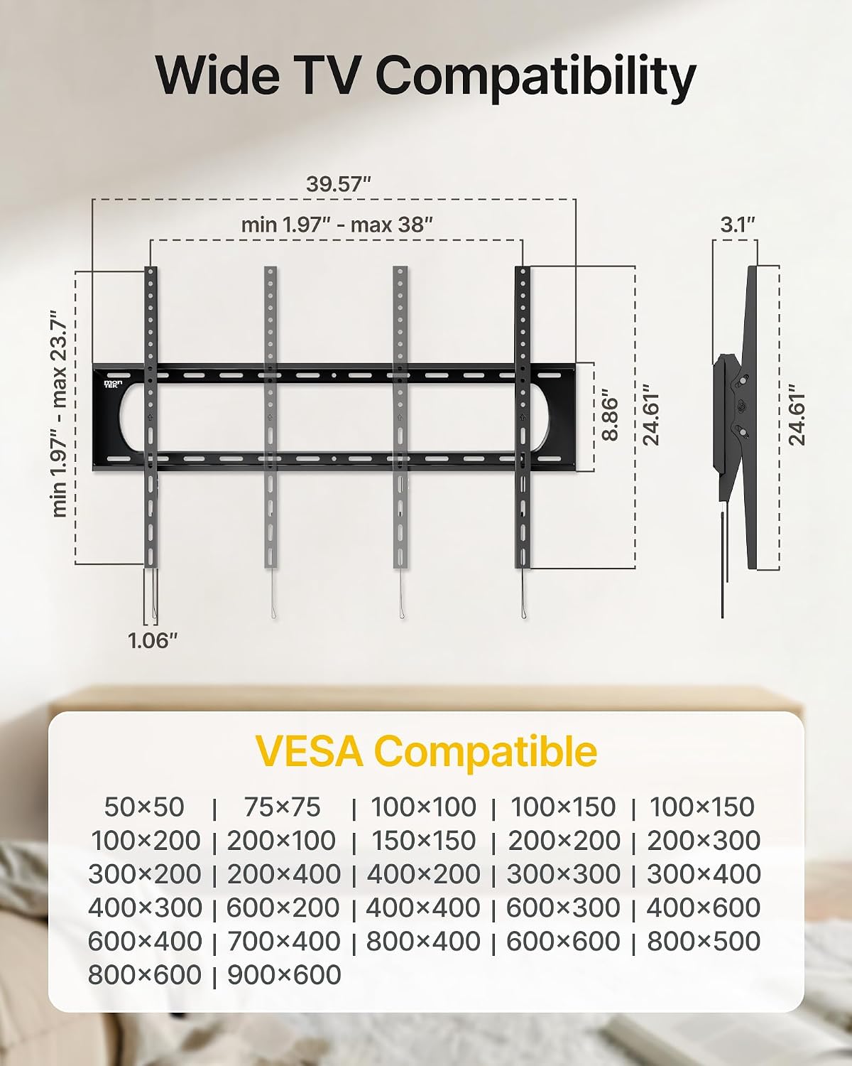 Detalle de monTEK Tilting TV Wall Mount, 300 lb