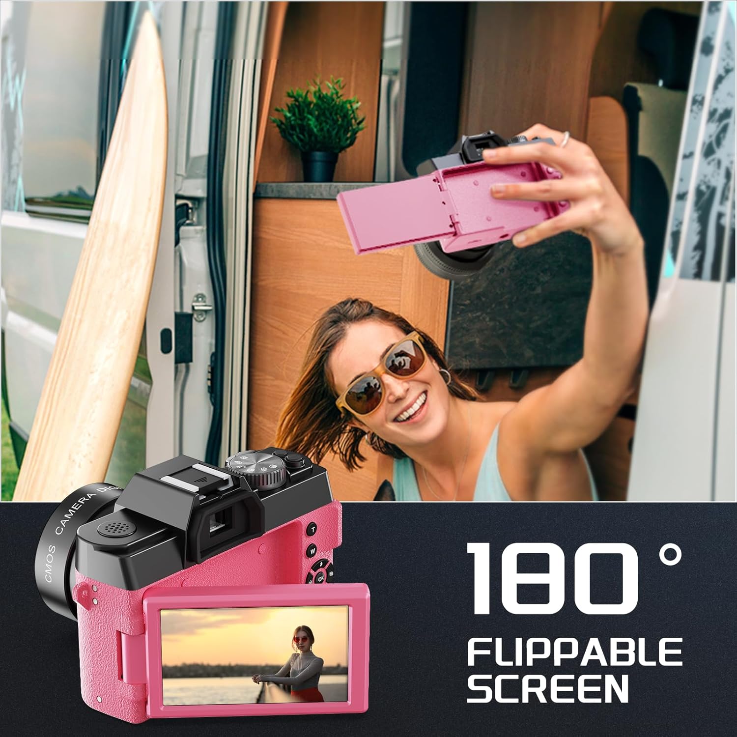Thumbnail 6 de NBD 5K 64MP Digital Camera with 16x Zoom and 64GB Card (Pink)