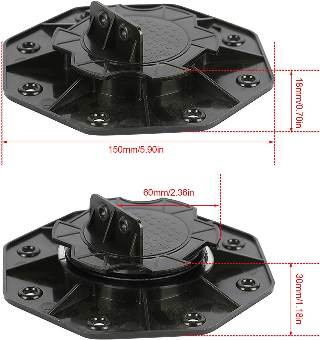Thumbnail 3 de Adjustable Decking Pedestal, Riser, Bearing, Support for 18mm-30mm Decking (Pack of 10)