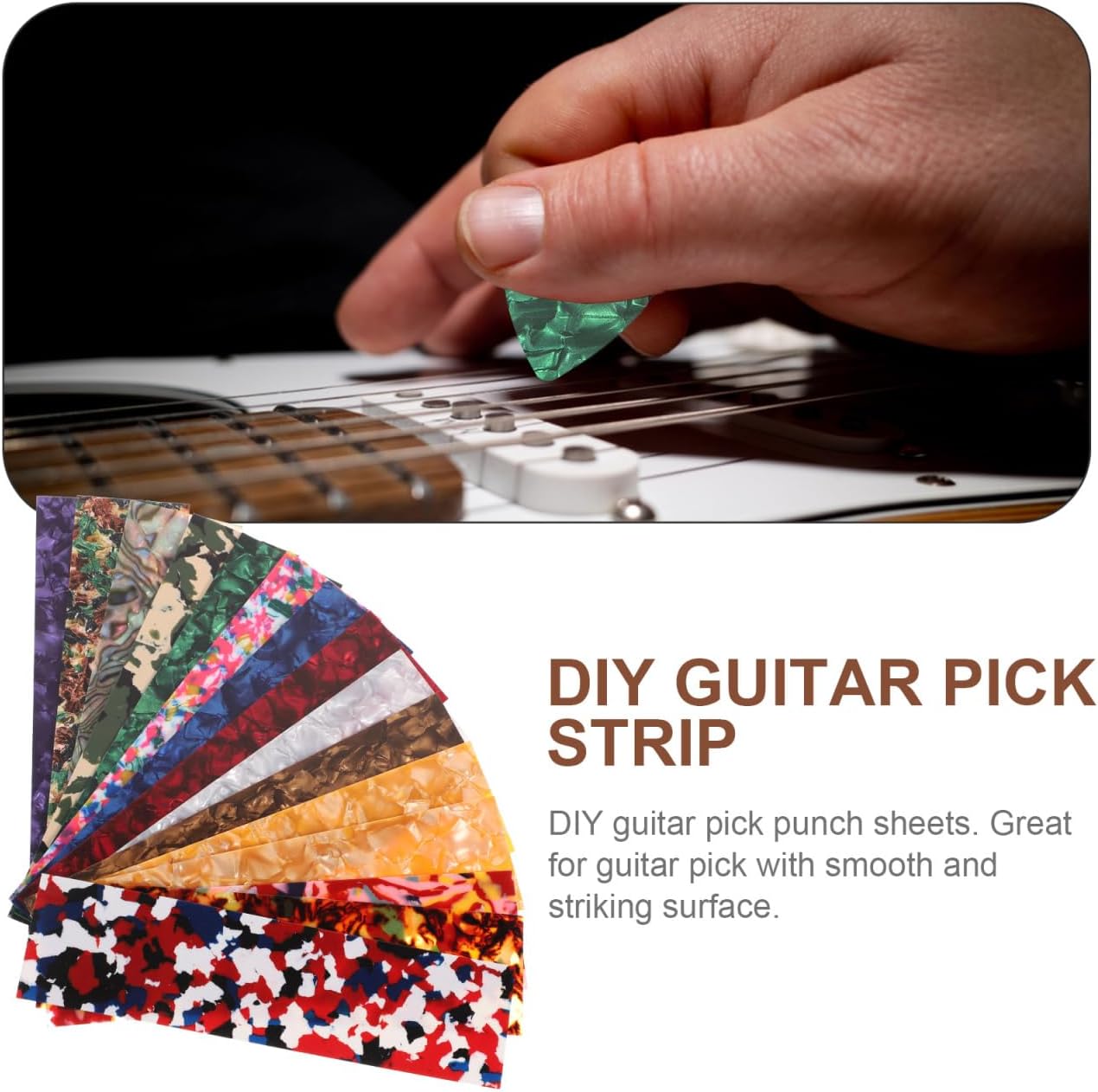 Thumbnail 4 de Milisten 15 Pcs Guitar Pick Punch Sheets (Celluloid Strips) DIY Plectrum Making Kit