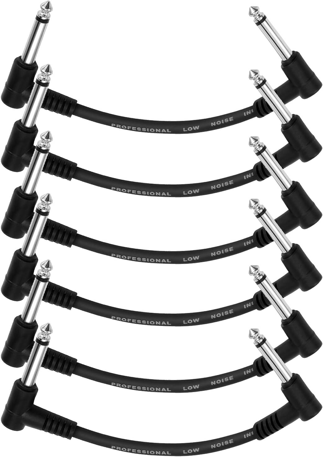 Detalle de Donner EC1048 6-Inch Guitar Patch Cables, Right-Angle Plugs, 6-Pack