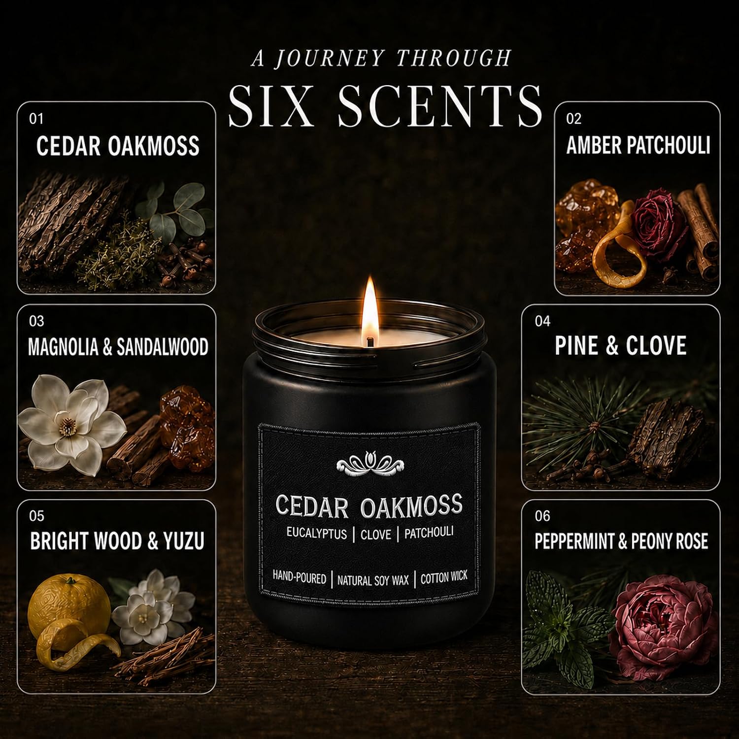 Detalle de 6 Pack Candles for Home: Scented Aromatherapy Gift Set for Men