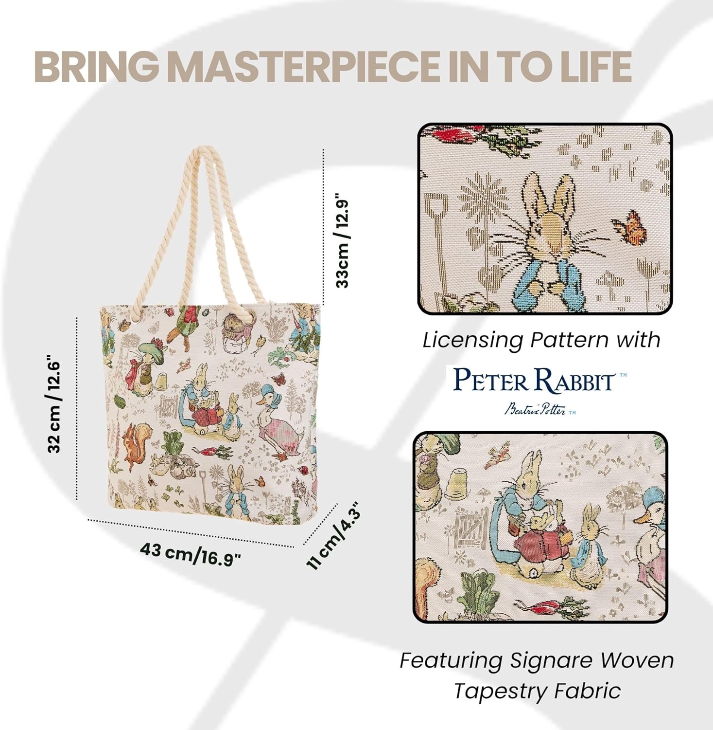 Thumbnail 4 de Signare Tapestry Beach Bag, Rope Handle and Zip Closure (BEACH)