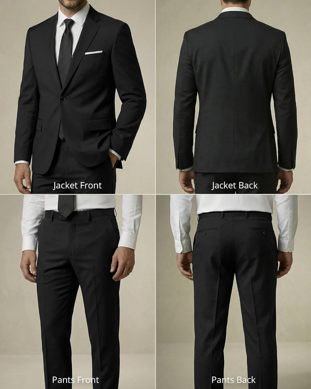 Thumbnail 2 de YND Men's 2 Piece Slim Fit Suit with Tie: One-Button Jacket, Pants Set in 20 Colors