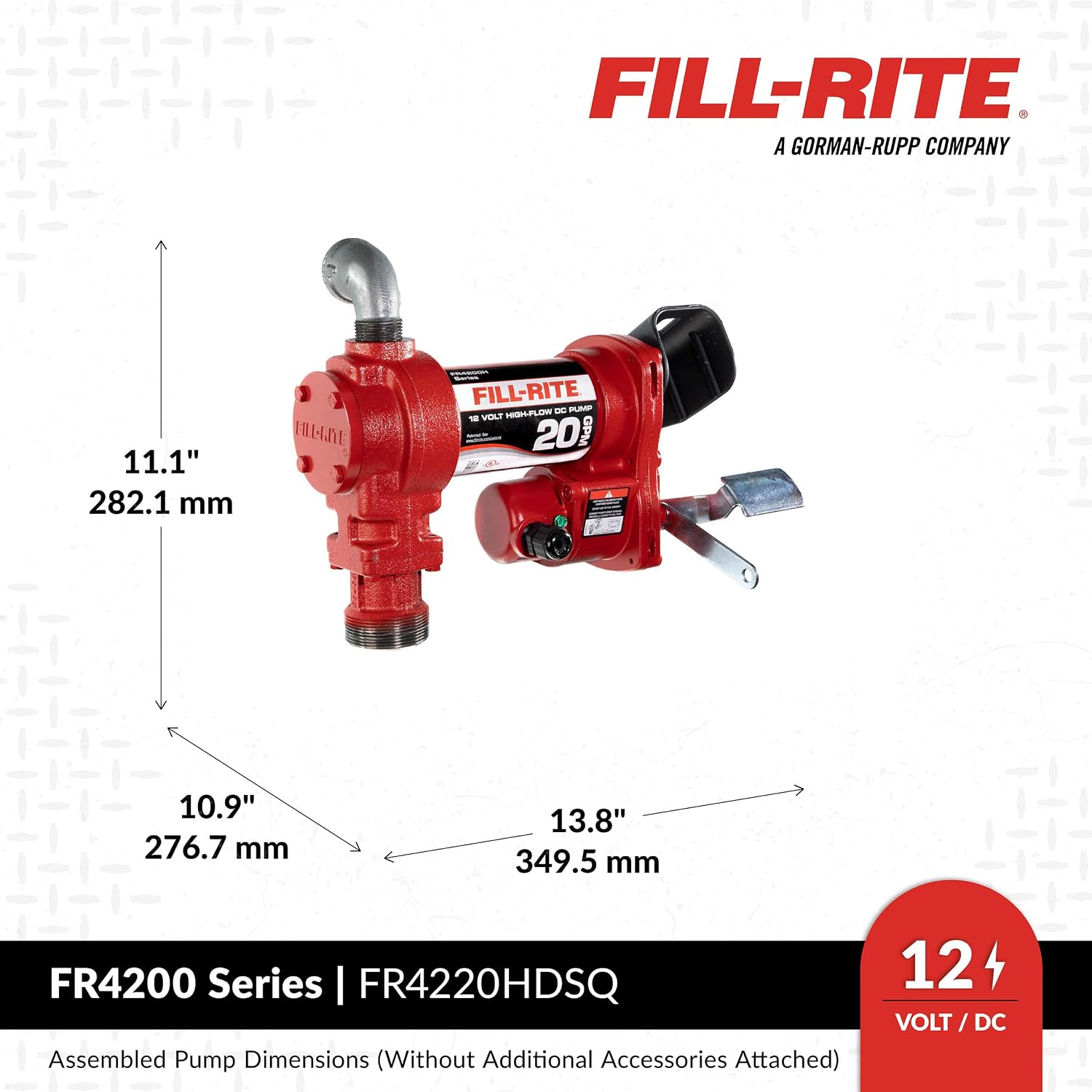 Detalle de Fill-Rite FR4220HDSQ 12V燃料移送ポンプ、20 GPM・自動ノズル・吐出ホース付き
