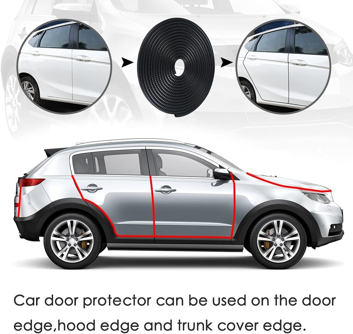 Thumbnail 5 de URAQT Car Door Edge Guards – U-Shape Rubber Door Protector, 5.5 m