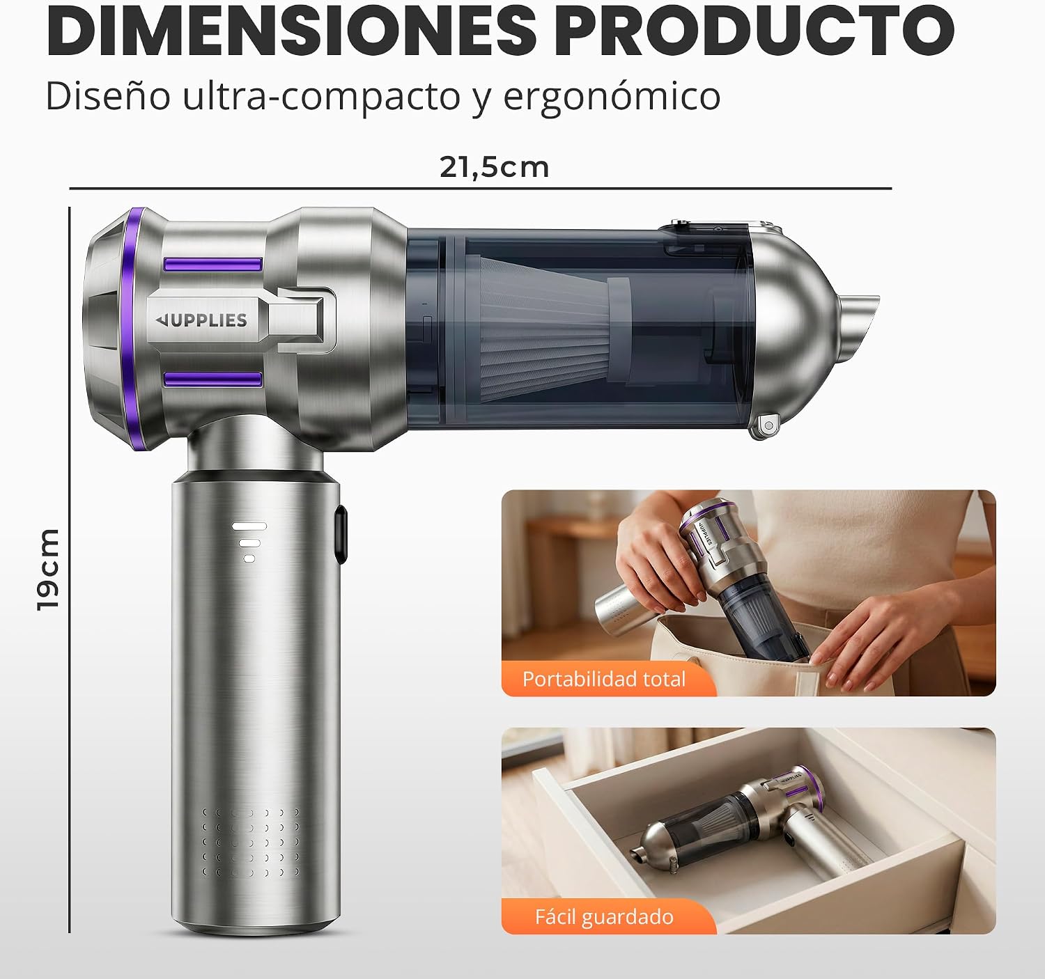 Detalle 2 de JUPPLIES Aspirador de Mano 22000 Pa