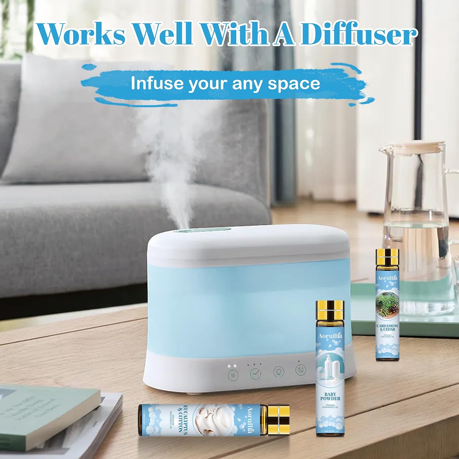 Thumbnail 5 de Aoruilia Clean Essential Oils Set 6 x 10ml — Eucalyptus & Cotton, Bergamot Black Tea, Cardamom & Cedar, Baby Powder, Clean Breeze, Fresh Linen