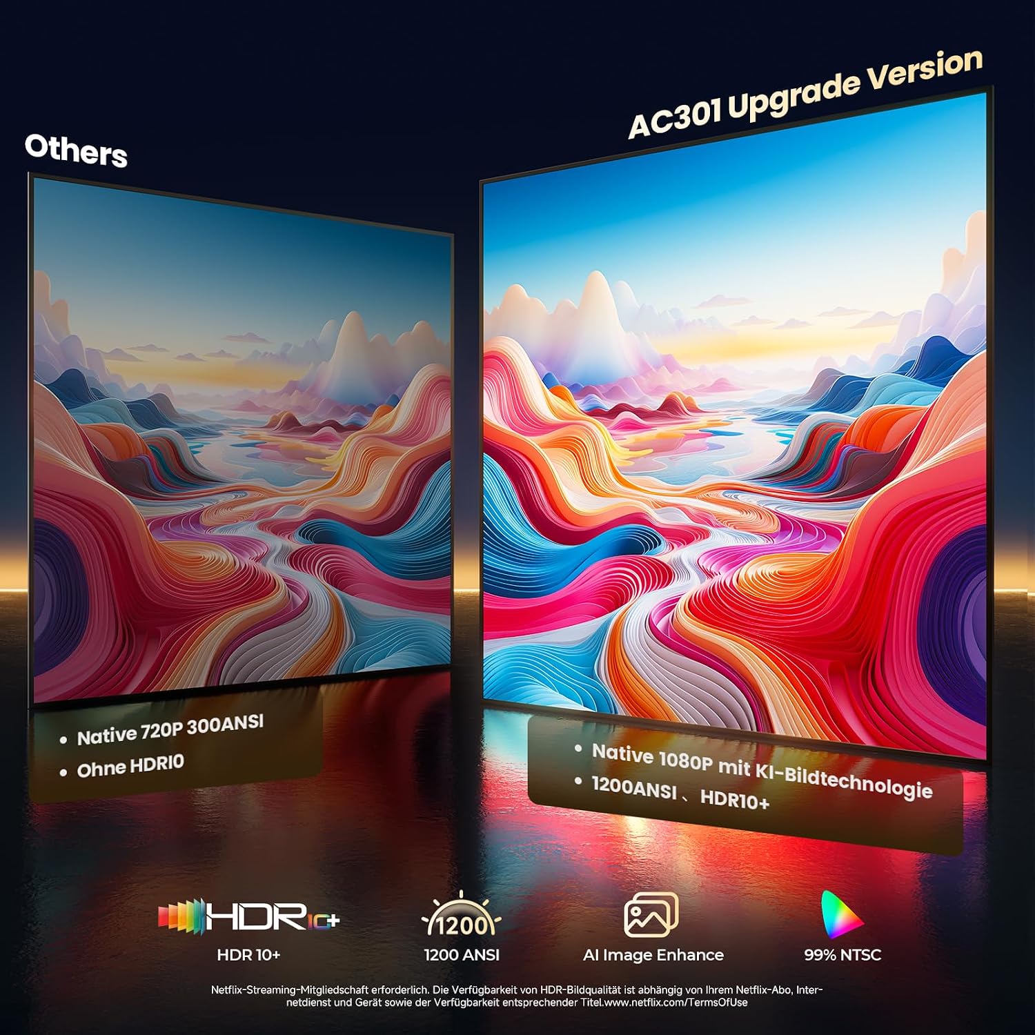 Thumbnail 3 de KOGATA 4K Smart Beamer Kurzdistanz 1.1:1 (tragbar) – Netflix-App, HDR10+, Autofokus & 6D Keystone