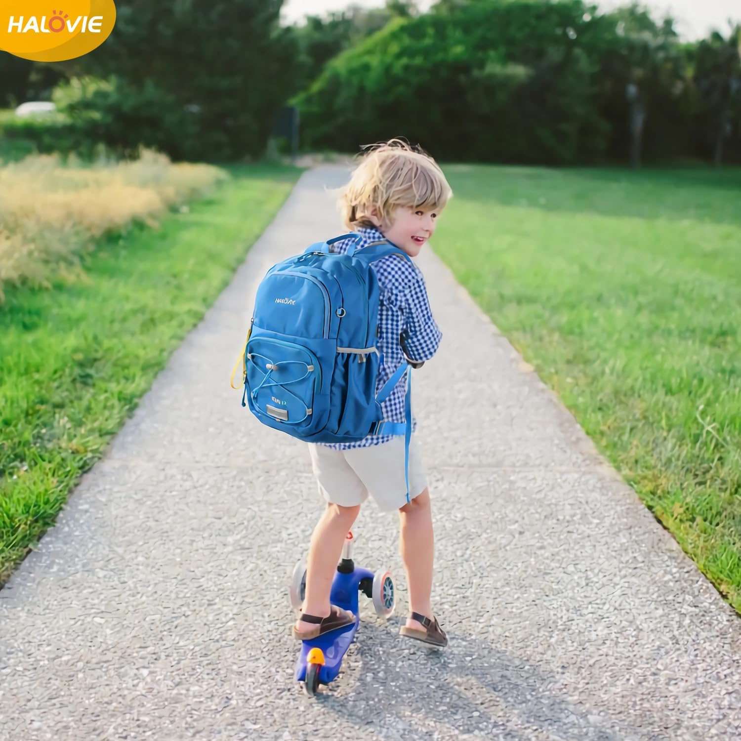 Detalle 2 de HALOVIE Kinderrucksack 12L mit Brustgurt – Wanderrucksack für 6–10 Jahre