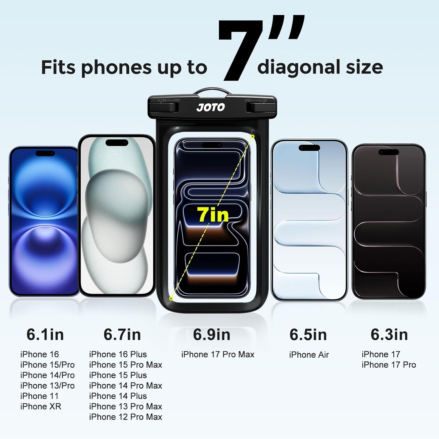 Detalle 2 de JOTO Custodia Impermeabile Smartphone 30M/IPX8: protezione subacquea universale fino a 7